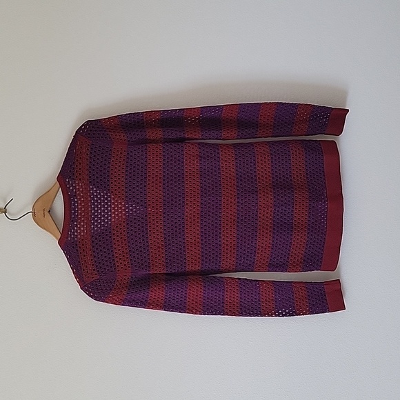 Derek Lam Purple Wine Zip Front Mesh Weave Cardigan Size Medium - Picture 3 of 6